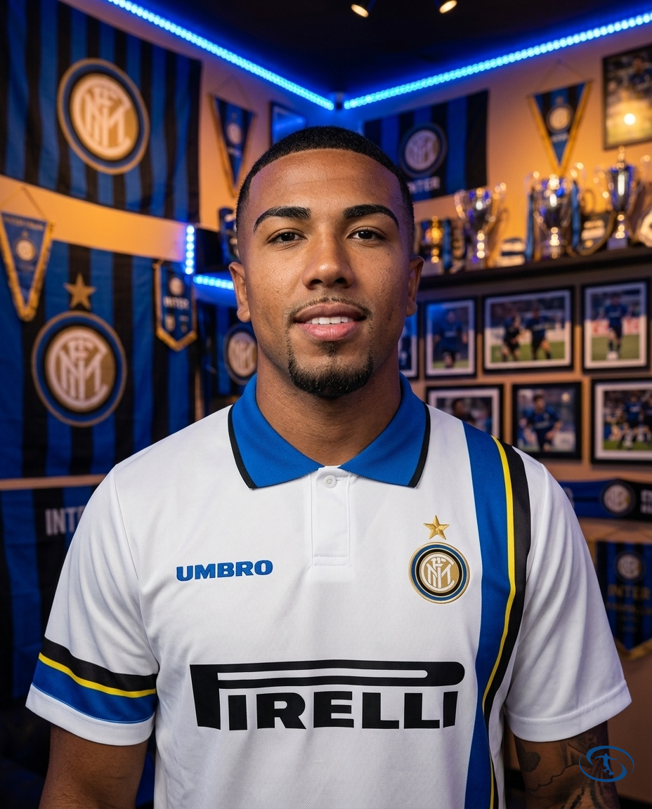 Camisa Inter de Milão 1997/1998 Retrô - Branco - Badge Close-Up | Sant Sport