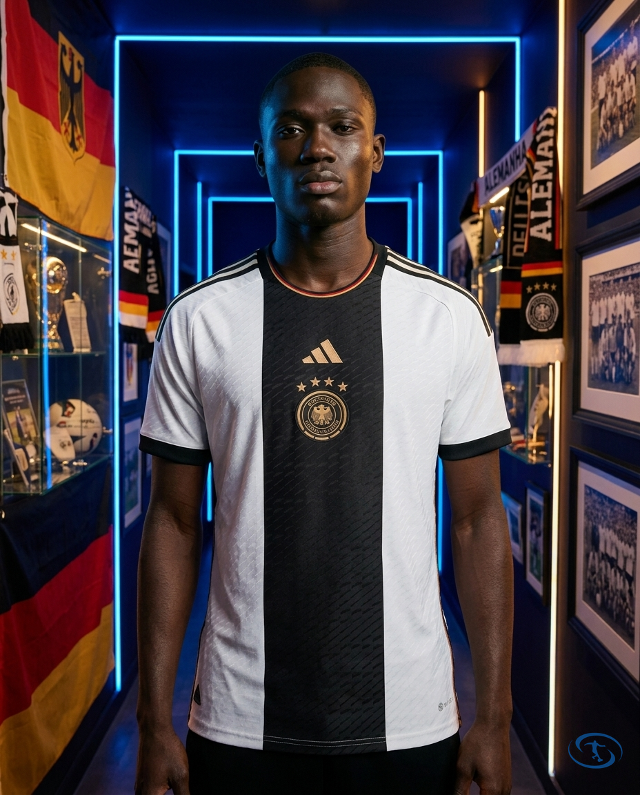 Camisa Seleção da Alemanha Home 22/23 Torcedor Adidas Masculina - Branco e Preto - Front View | Sant Sport