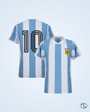 Argentina Home Retro No.10 (Kempes) Shirt 1978 (Retro Flock Printing) - Men's
