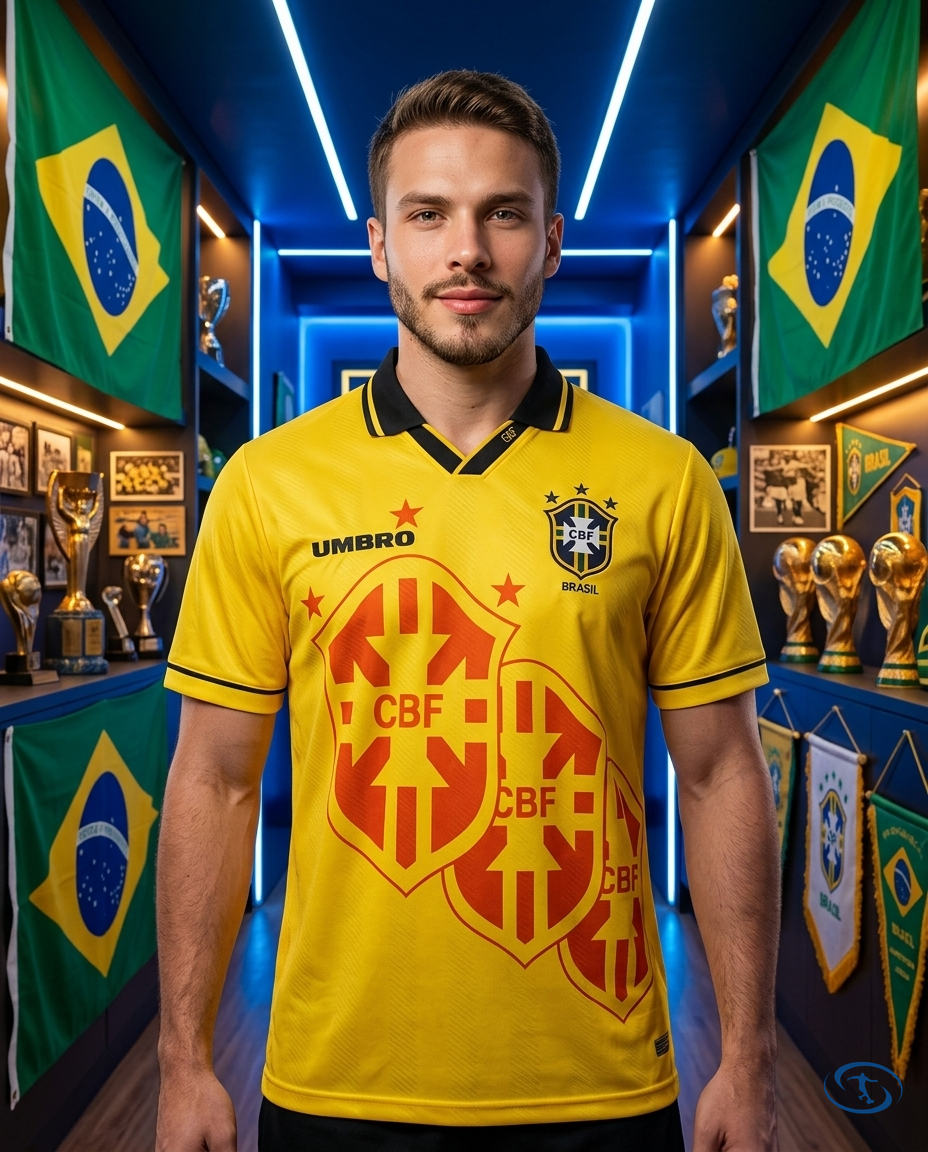 Camisa Seleção Brasileira Retrô Home 1994 Torcedor Umbro Masculina - Tetra - Front View | Sant Sport