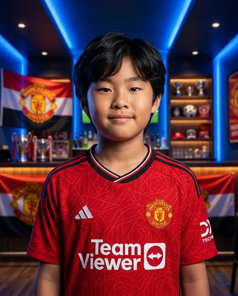 Conjunto Infantil Manchester United Home 23/24 - Badge Close-Up | Sant Sport