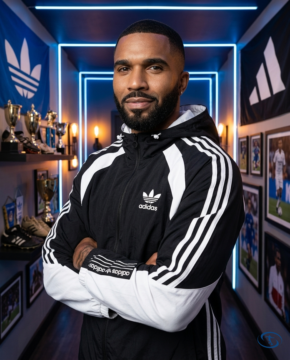 Adidas Men's - Black & White Windbreaker - Side View | Sant Sport
