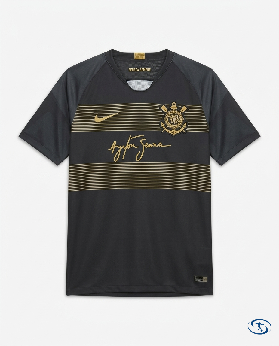 Corinthians Ayrton Senna Jersey 2018/19 Retro - Nike Men's Preto e Dourado - Packshot | Sant Sport