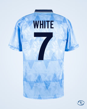 Score Draw Man City Home Player Number Retro Shirt 1989 (Retro Flock Printing) - Men's