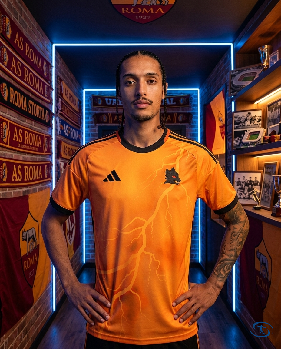 Camisa AS Roma Away 2025/26 - Torcedor Adidas Masculino - Laranja - Front View | Sant Sport