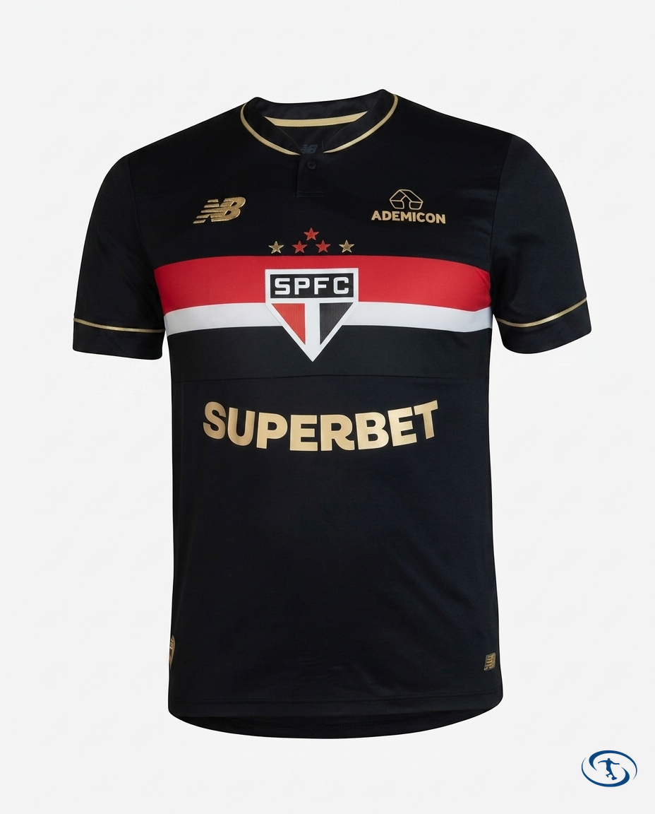Sao Paulo FC Jersey Third 2025/26 Jogador New Balance Men's - Black & Gold - Packshot | Sant Sport