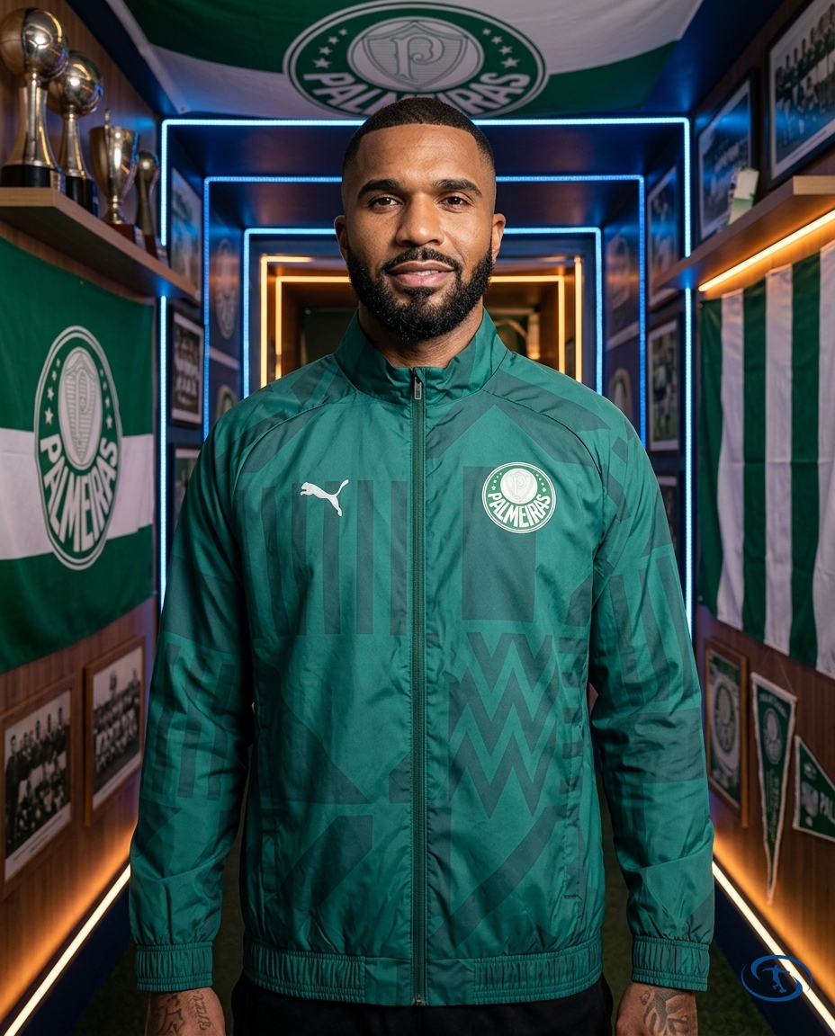 Palmeiras Puma Men's - Green Windbreaker - Front View | Sant Sport