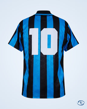 Inter Milan Home No.10 (Bergkamp) Retro Shirt 1993-1994 (Retro Flock Printing) - Men's