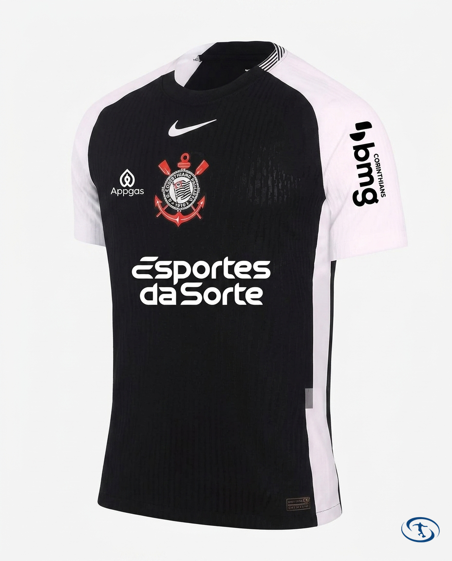 Corinthians Jersey Away w/ Sponsors 2025/26 Player Version Nike Men's - Black - Packshot | Sant Sport