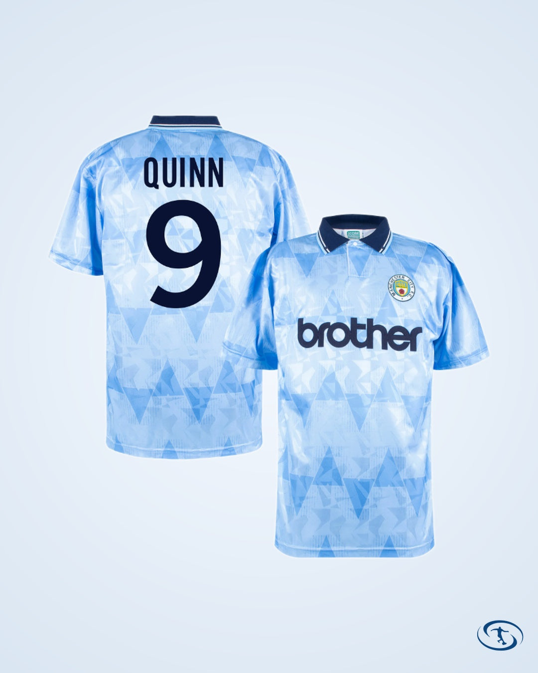 Score Draw Man City Home Player Number Retro Shirt 1989 (Retro Flock Printing) - Men's