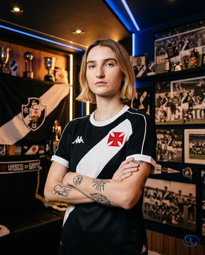 Vasco da Gama Jersey Home 2024/25 - Kappa Women's - Black & White - Side View | Sant Sport