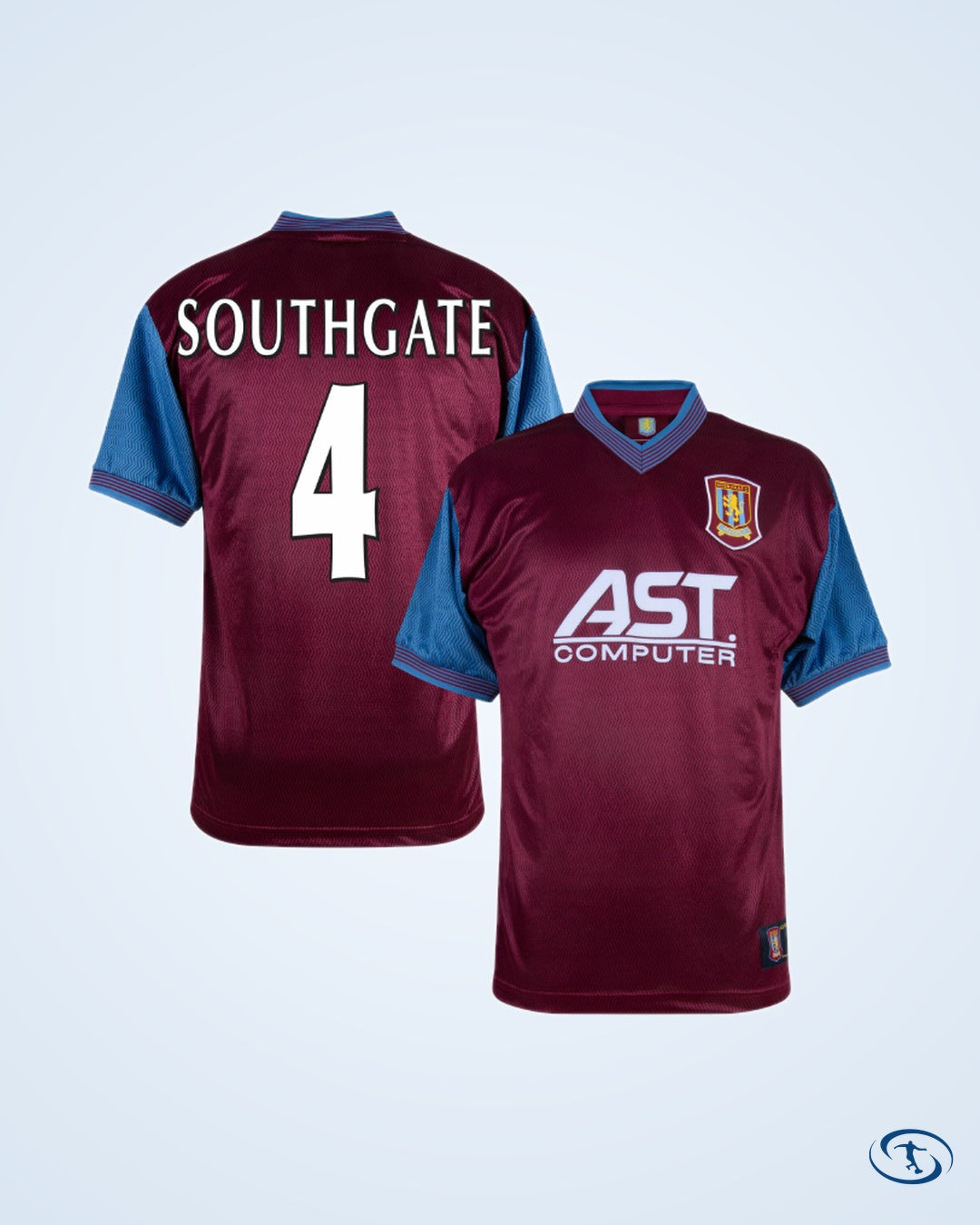 Score Draw Aston Villa Retro Home  Shirt 1997-1998 (Retro Flex Printing)
