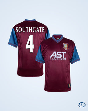 Score Draw Aston Villa Retro Home  Shirt 1997-1998 (Retro Flex Printing)