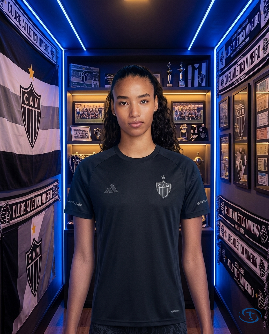 Camisa Atlético Mineiro All Black 2025/26 - Torcedor Adidas Feminina - Front View | Sant Sport