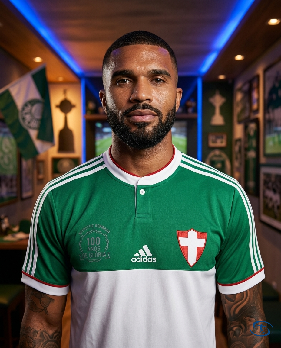 Palmeiras Centenário Jersey Retro 2014 - Adidas Men's - 100 anos - Badge Close-Up | Sant Sport