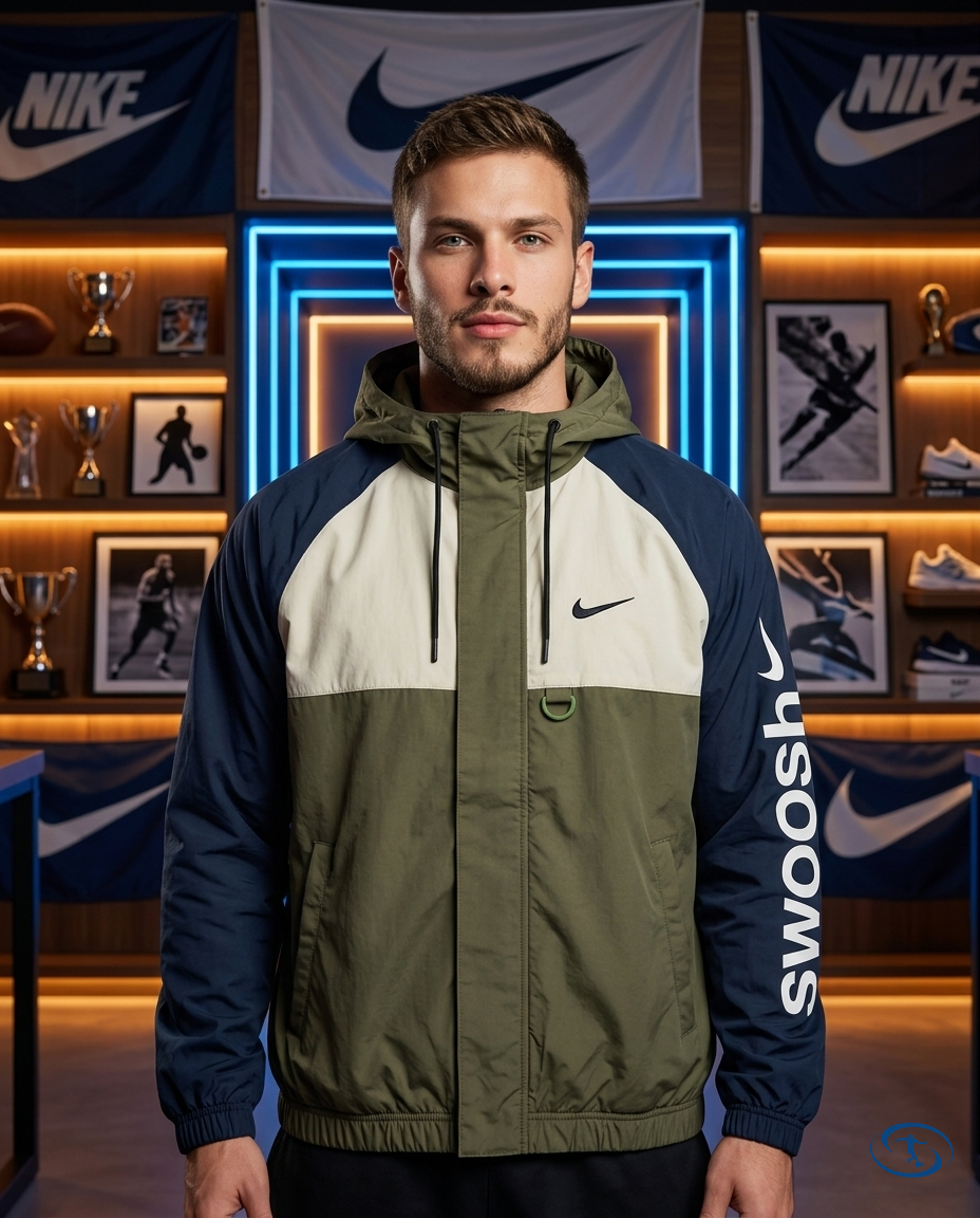 Nike Men's - Blue e Verde Windbreaker - Front View | Sant Sport