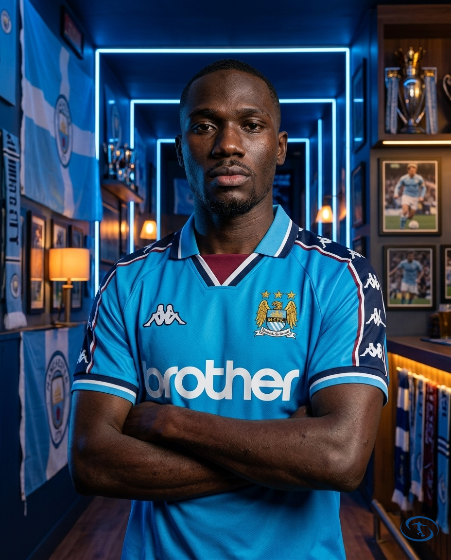 Camisa Manchester City Home Retrô 97/99 Torcedor Masculina - Azul - Side View | Sant Sport