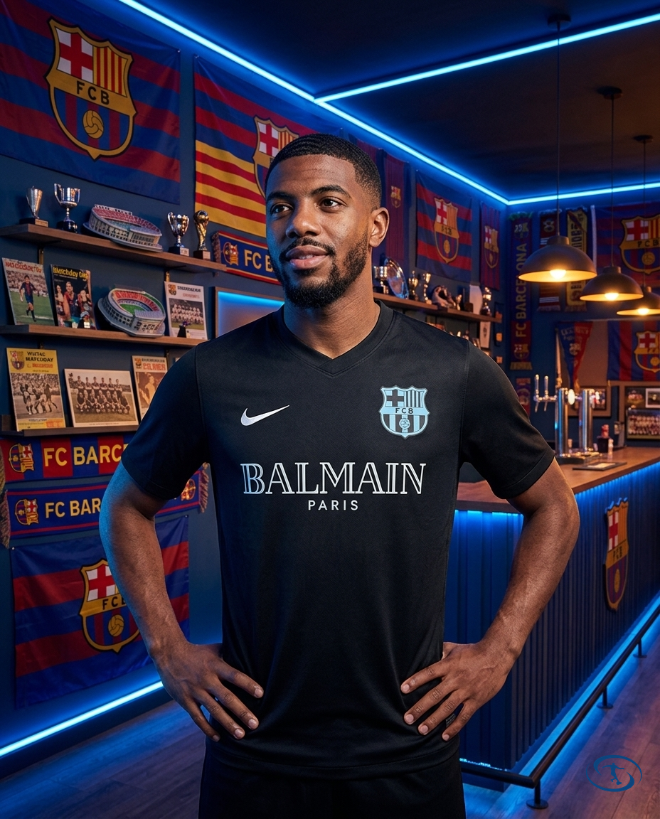 Camisa Barcelona Edição Especial Balmain 24/25 - Torcedor Nike Masculino - Preto - Front View | Sant Sport