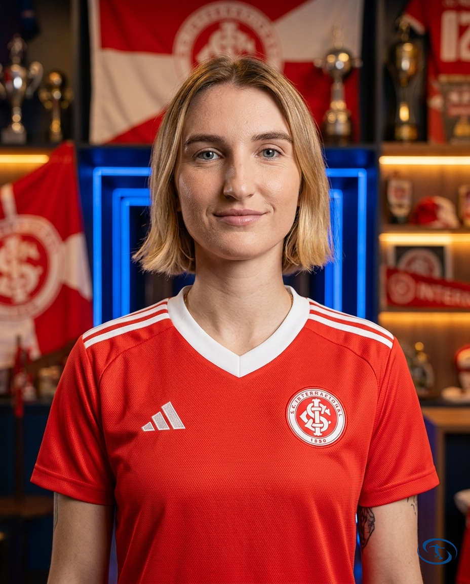Internacional I Home Feminina 25/26- Torcedor Feminina - Vermelha - Badge Close-Up | Sant Sport