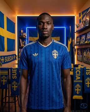 Camisa Suécia Away 2026/27 Torcedor Adidas Masculino - Azul e Amarelo - Front View | Sant Sport