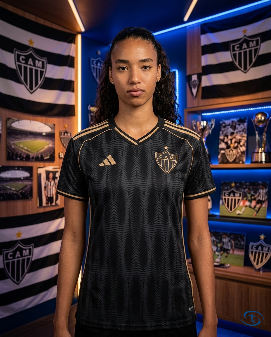 Camisa Atlético Mineiro Third 2025/26 - Torcedor Adidas Feminina - Preto e Dourado - Front View | Sant Sport