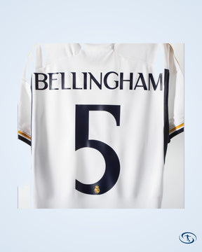 Real Madrid Home Bellingham 5 Shirt 2023-2024 (Official Cup Printing) - Men's | Sant Sport