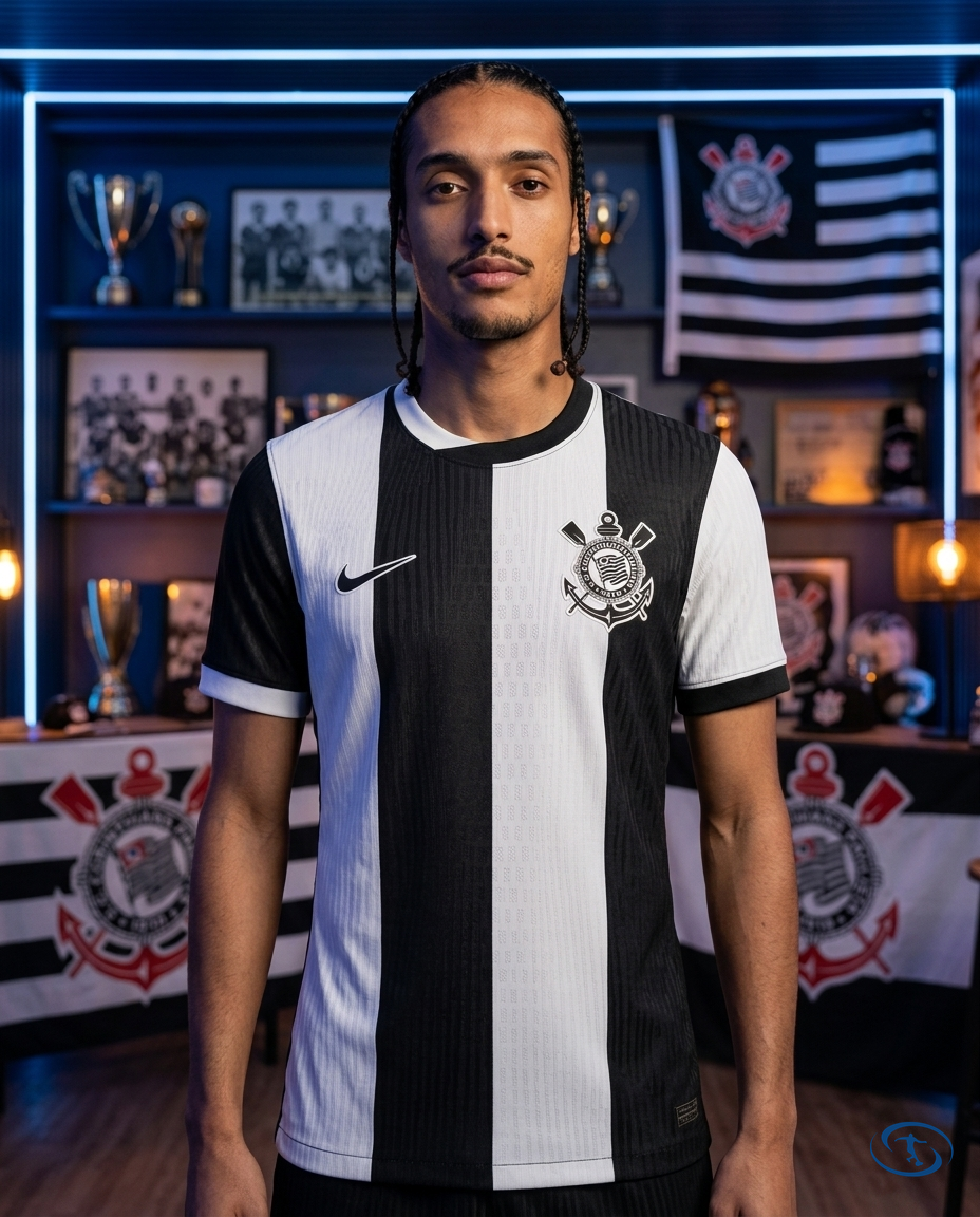 Corinthians Jersey Third 2024/25 Player Version Nike Men's - Black & White - Front View | Sant Sport