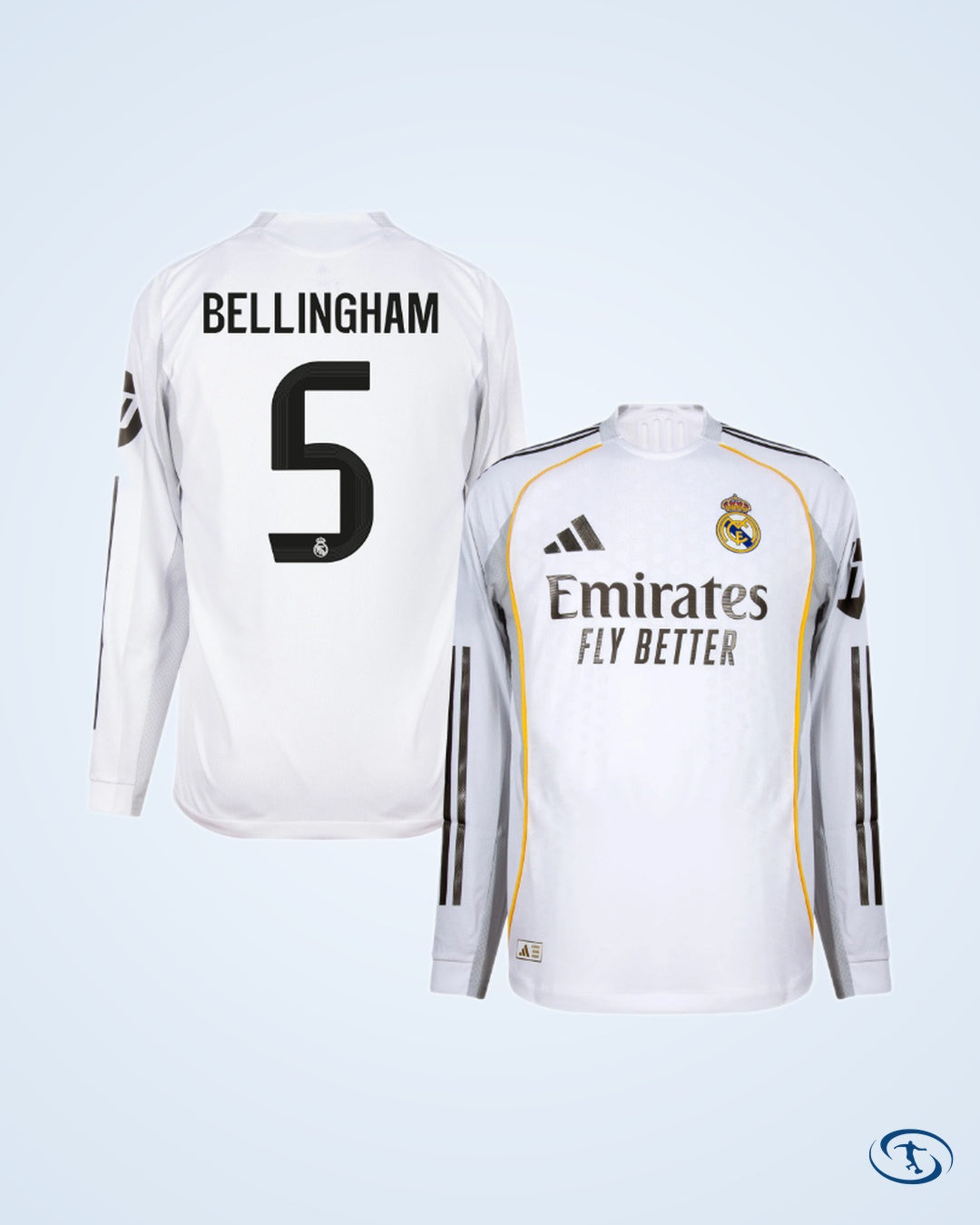 Real Madrid Authentic Home L/S Shirt 2025-2026 Player Version (Official Printing)