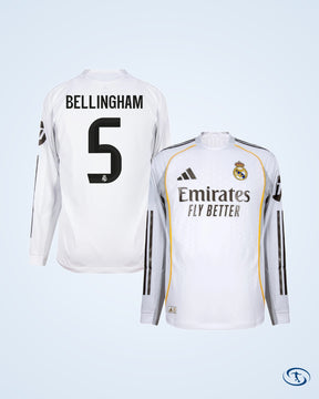 Real Madrid Authentic Home L/S Shirt 2025-2026 Player Version (Official Printing)