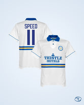 Score Draw Leeds United Home Retro Shirt 1993-1995 (Retro Flock Printing)