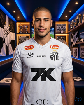 Santos Jersey Home 2025/26 w/ Sponsors - Umbro Men's - White - Front View | Sant Sport