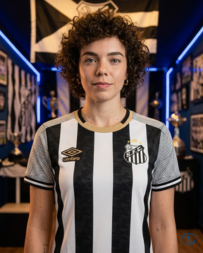Santos Jersey Away 2024/25 - Umbro Women's - Black & White - Badge Close-Up | Sant Sport