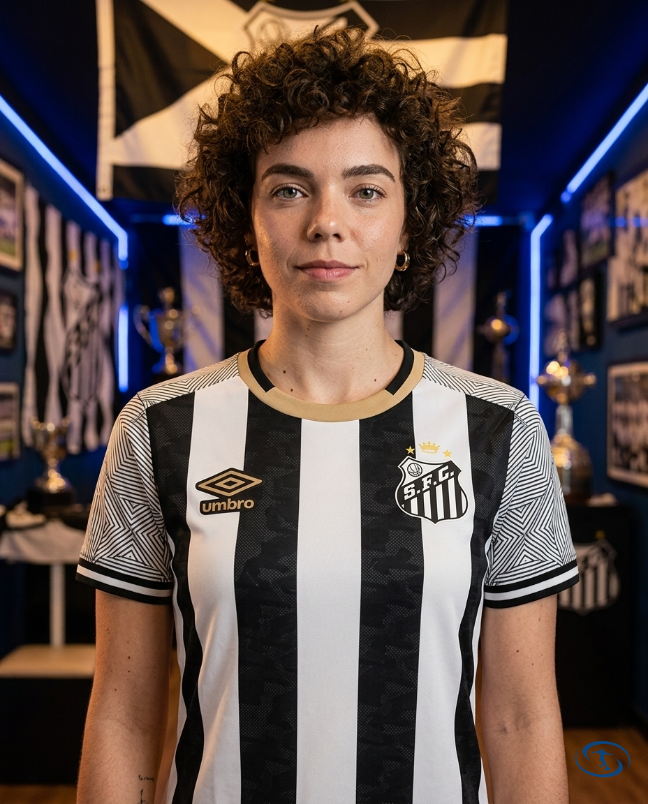 Santos Jersey Away 2024/25 - Umbro Women's - Black & White - Badge Close-Up | Sant Sport