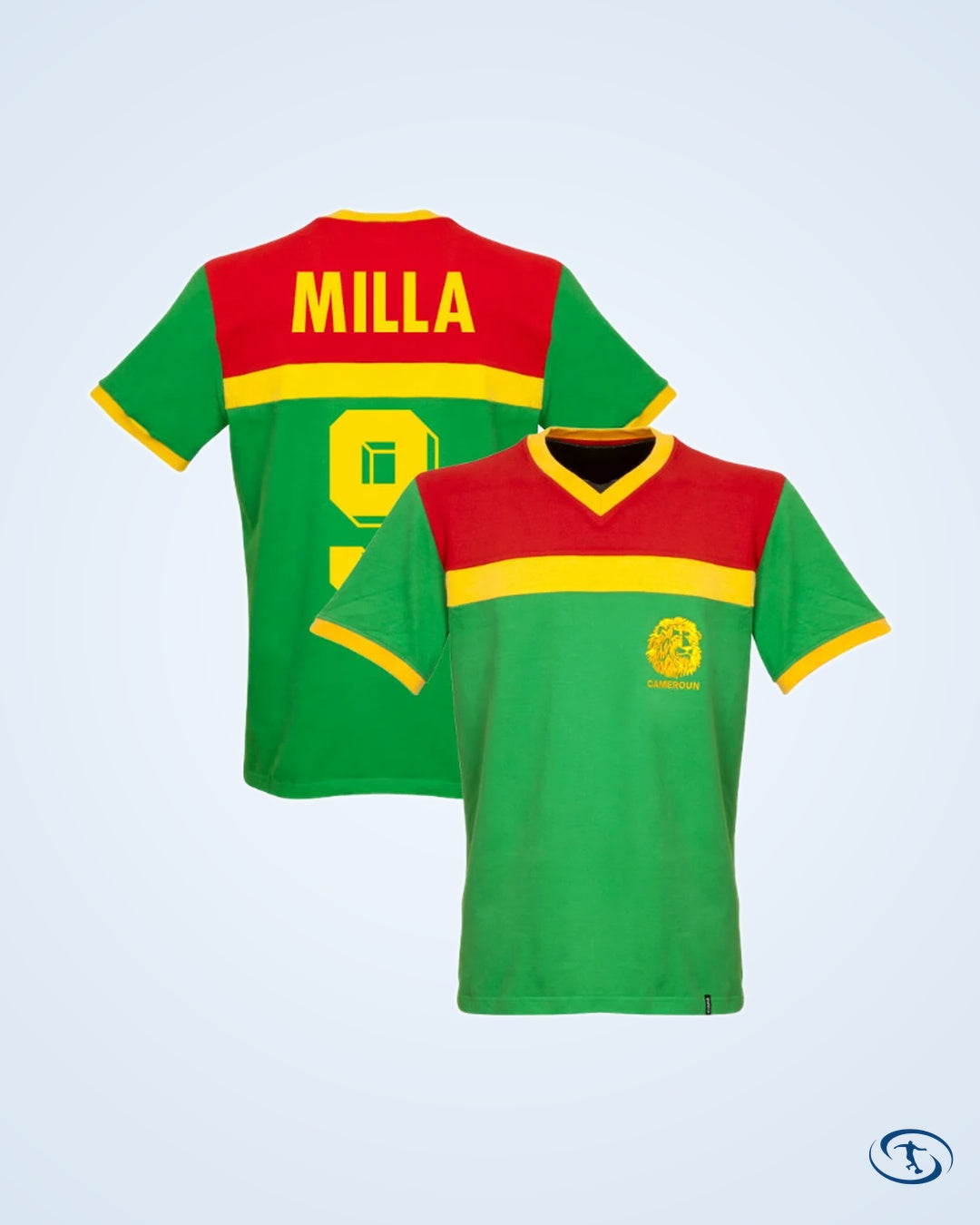 Cameroon Milla 9 Retro Shirt 1988-1989 (Retro Flock Printing) - Men's