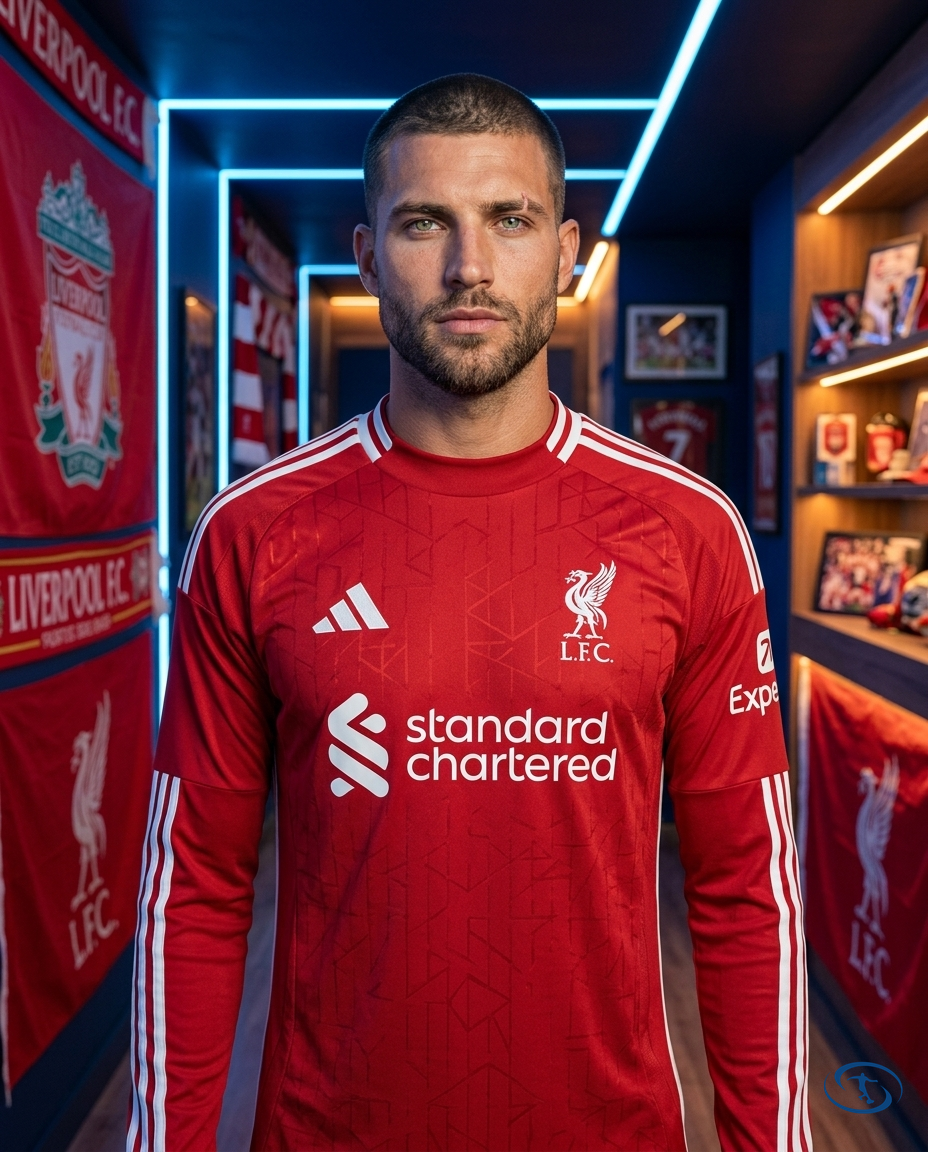Camisa Liverpool Manga Longa Home 2025/26 - Torcedor Adidas Masculino - Vermelho - Front View | Sant Sport