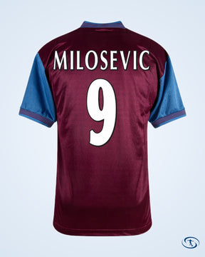 Score Draw Aston Villa Retro Home  Shirt 1997-1998 (Retro Flex Printing)