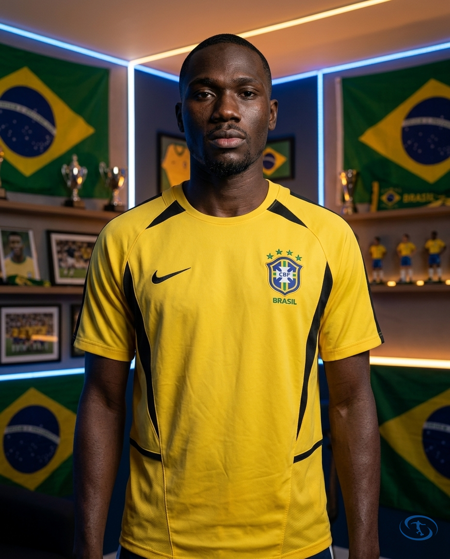 Camisa Seleção Brasileira Retrô 2002 Torcedor Nike Masculina - Amarelo - Front View | Sant Sport