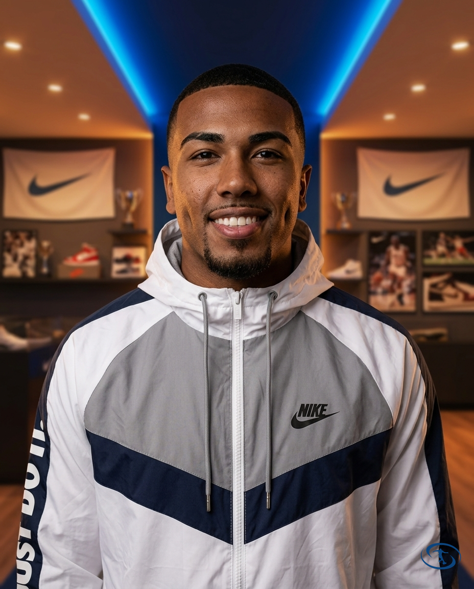 Nike Men's - White Windbreaker - Badge Close-Up | Sant Sport