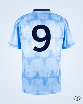 Score Draw Man City Home No.9 Retro Shirt 1989 (Retro Flock Printing) - Men's