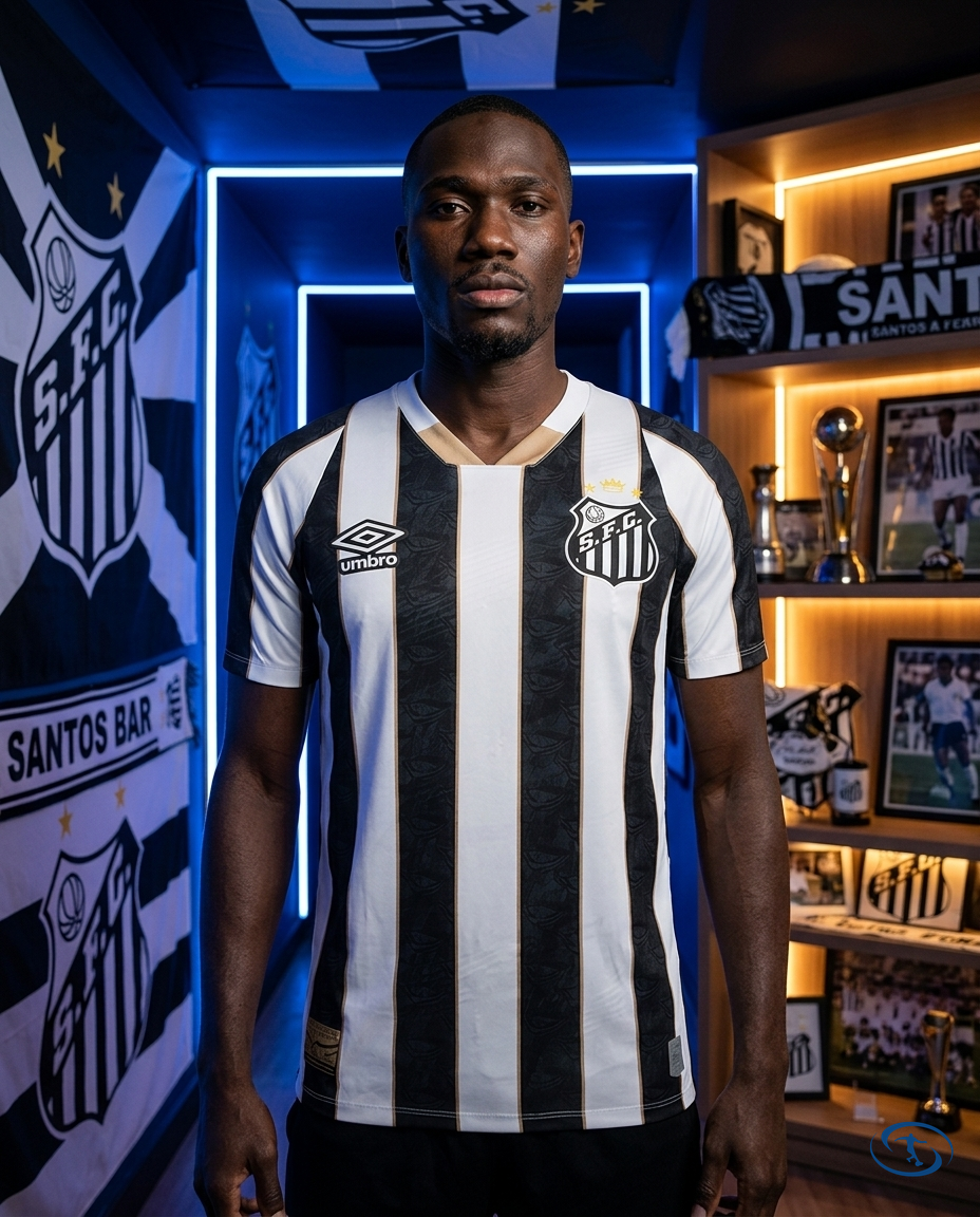 Camisa Peixão Away 2024/25 - Torcedor Umbro Masculino - Preto e Branco - Front View | Sant Sport