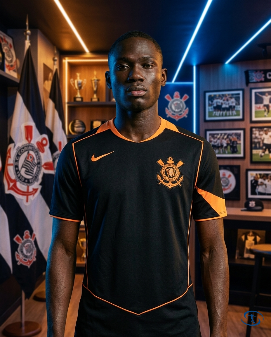 Corinthians Jersey Third 2025/26 - Nike Men's - Black e Laranja - Front View | Sant Sport