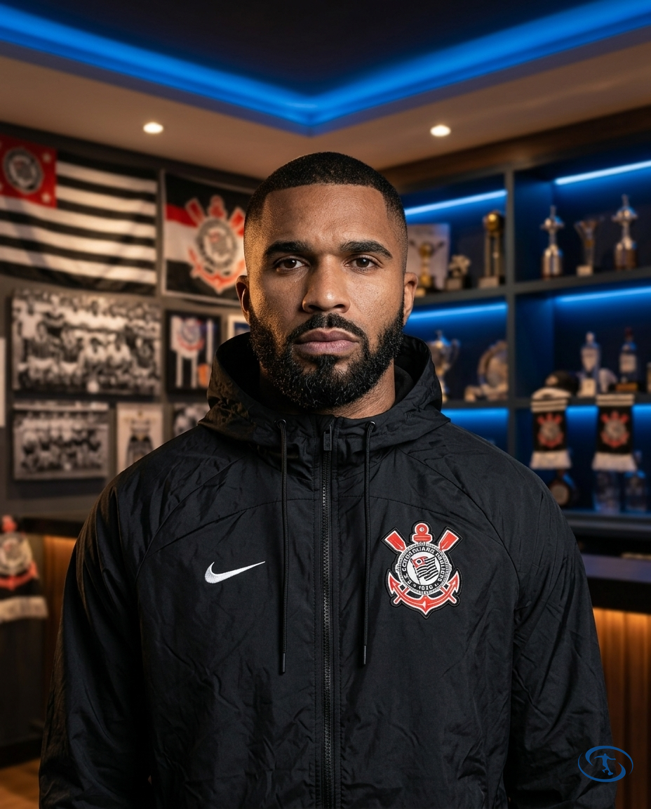 Corinthians Men's - Black Windbreaker - Badge Close-Up | Sant Sport