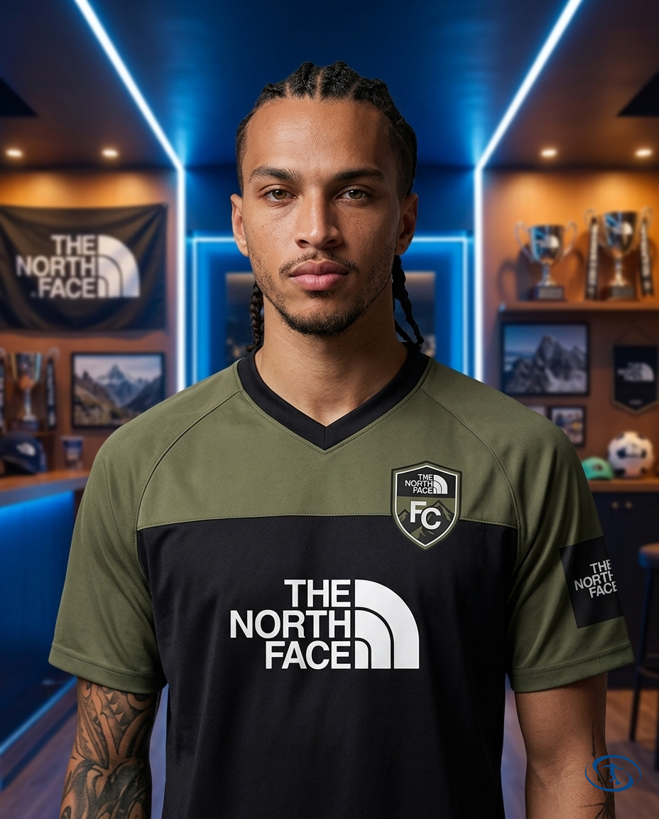 The North Face Men's - Green e Azul Windbreaker - Badge Close-Up | Sant Sport