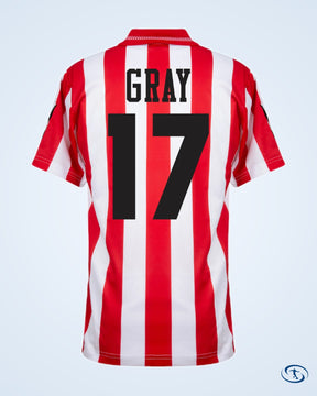 Sunderland Retro Home Gray 17 Shirt 1992-1993 (Retro Flock Printing) - Men's