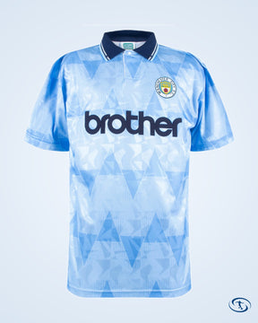 Score Draw Man City Home No.9 Retro Shirt 1989 (Retro Flock Printing) - Men's | Sant Sport