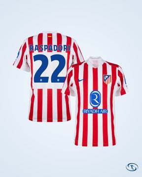 Atletico Madrid Home Raspadori 22 Shirt 2025-2026 (Cup Style Printing) - Men's