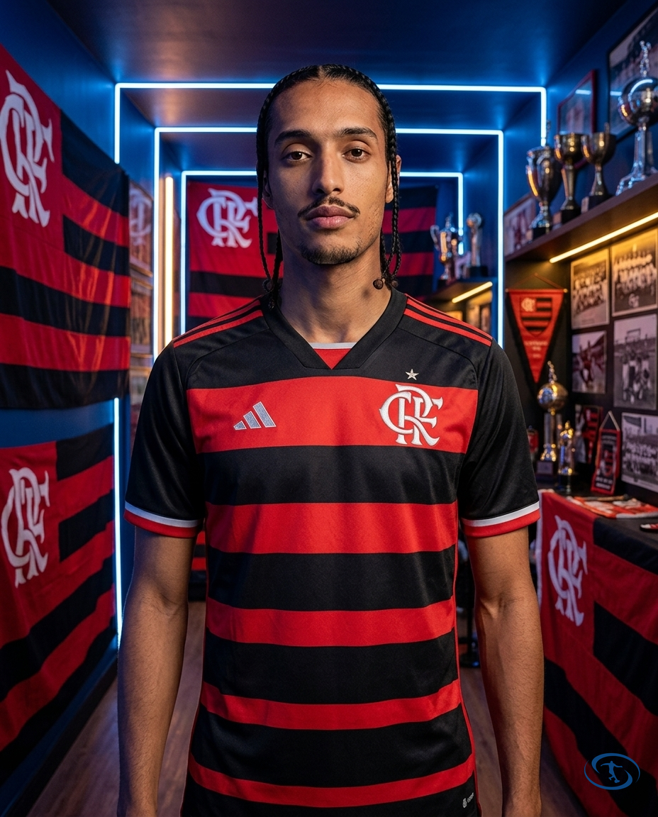Flamengo Jersey Home 2024/25 Adidas Men's - Red & Black - Front View | Sant Sport