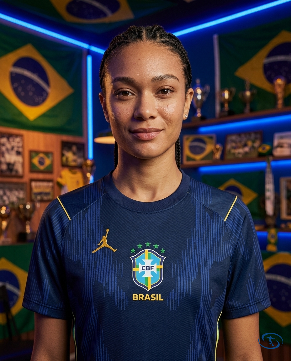 Camisa Brasil Away II 2026/27 Torcedor Nike Feminina - Azul - Badge Close-Up | Sant Sport