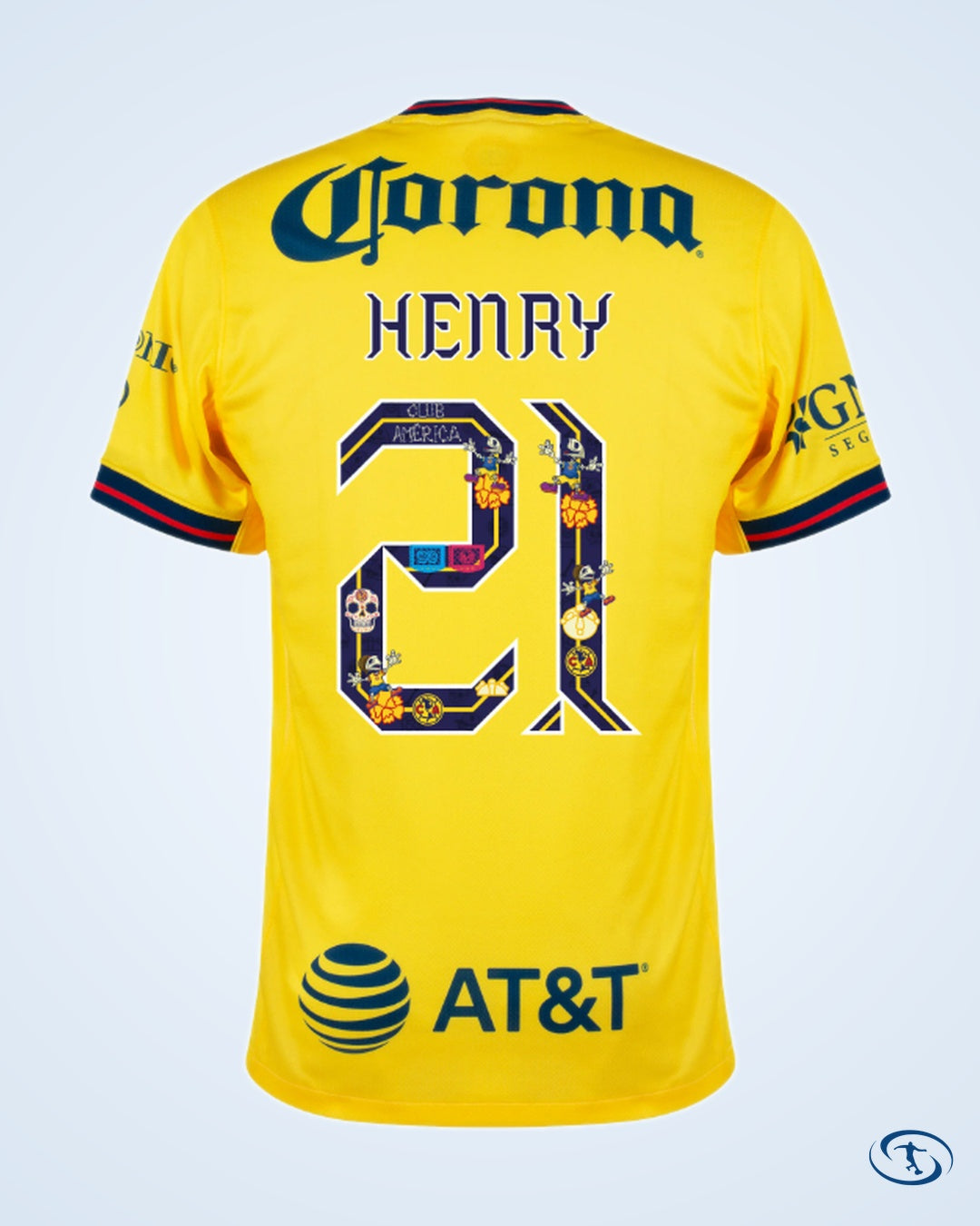 Club America Home Henry 21 Shirt 2024-2025 (Die De Muertos Fan Style Printing) - Men's