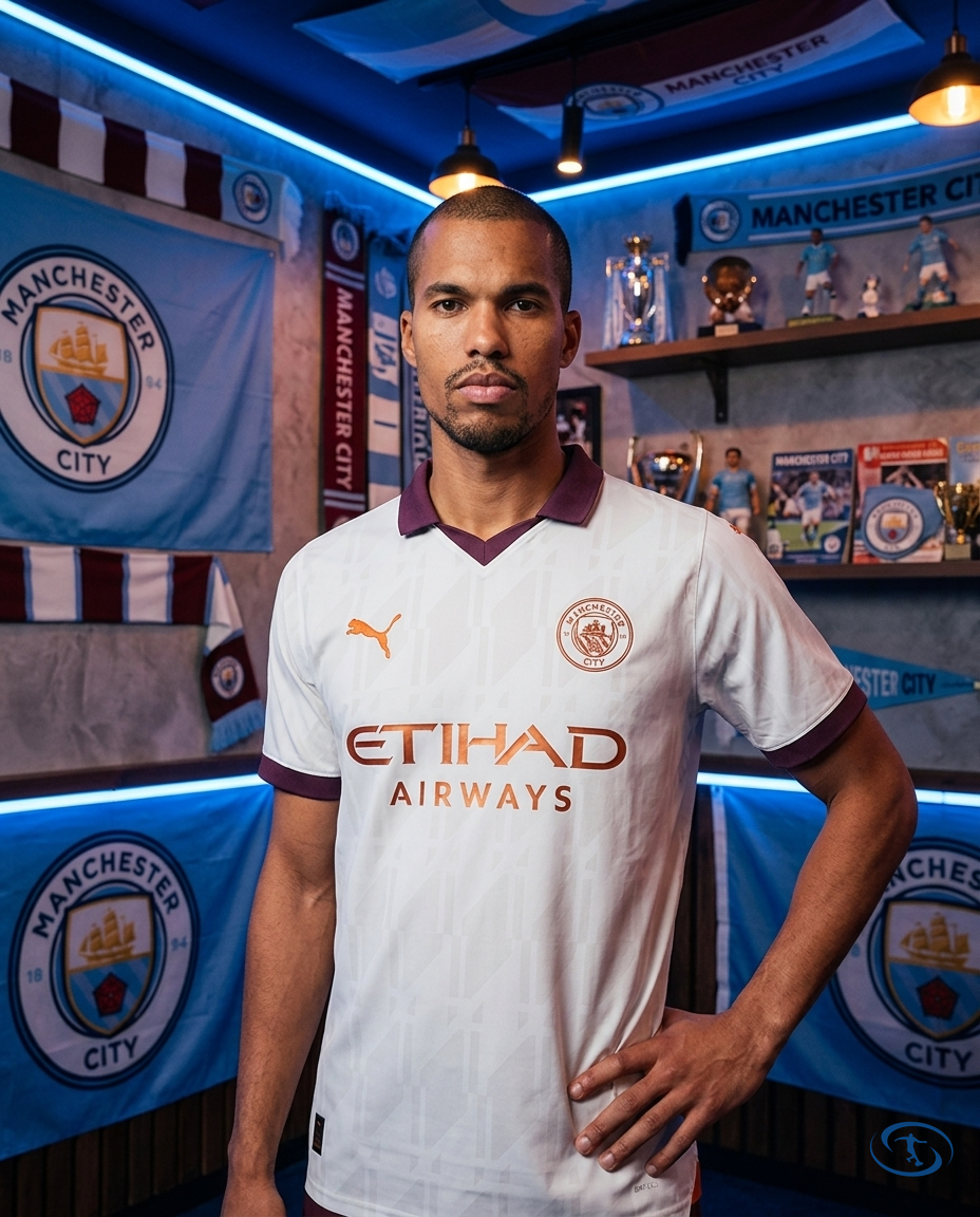 Camisa Manchester City Away 23/24 - Torcedor Puma Masculino - Off White - Front View | Sant Sport
